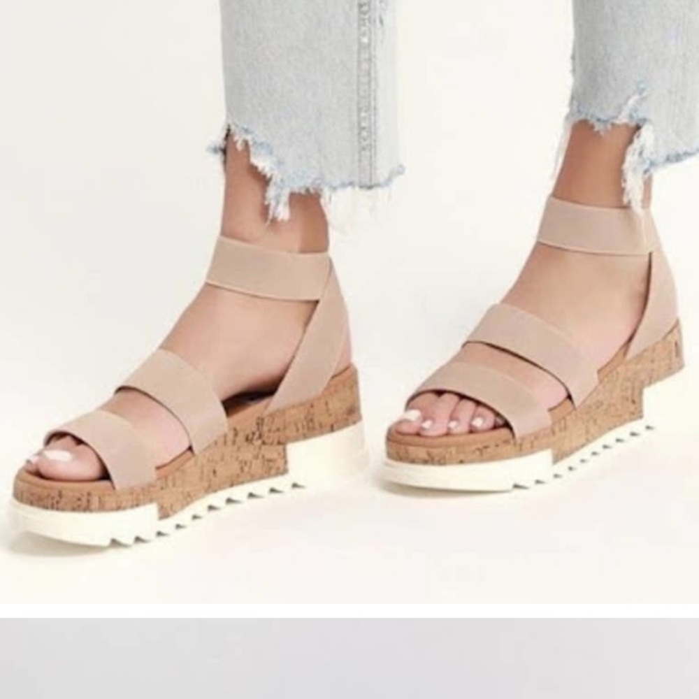 Steve Madden Bandi Platform Wedge Sandals Tan Size 9